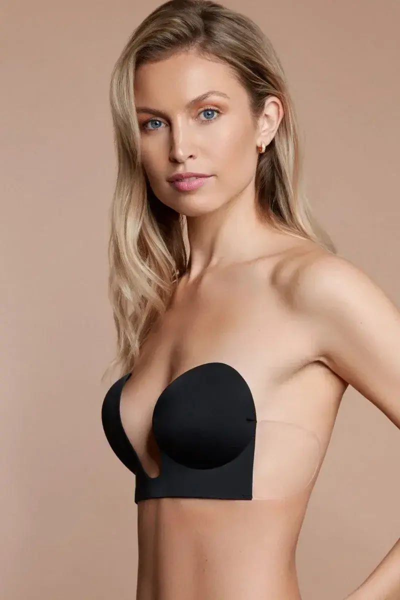 Black Seamless Adhesive Bra