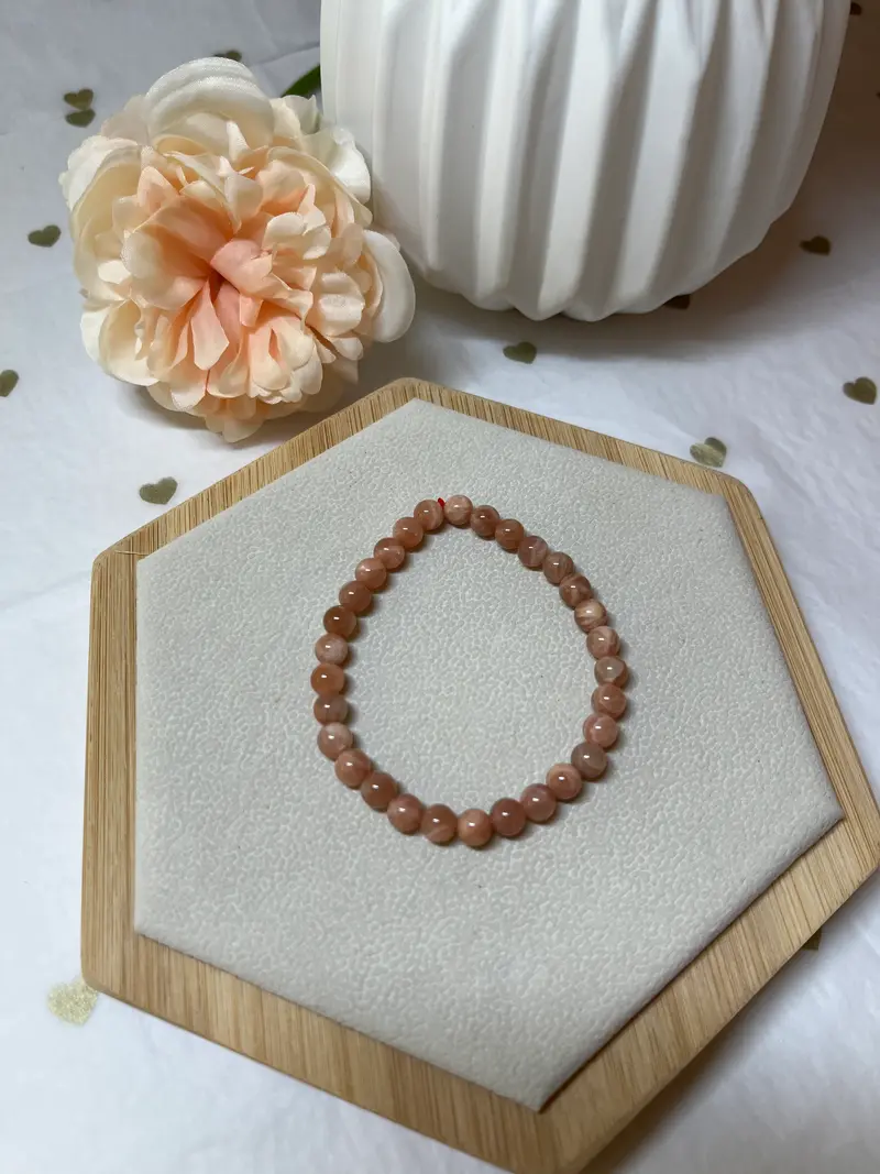 Bracelet en Pierre de Lune Rose