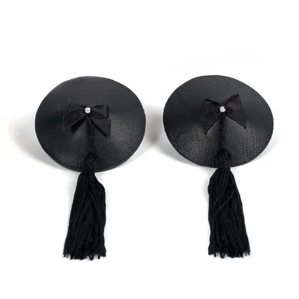 Cache-seins burlesques noirs à pompons - Bijoux Indiscrets