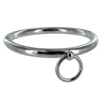 Collier BDSM verrouillable chromé 18cm - Metal Hard