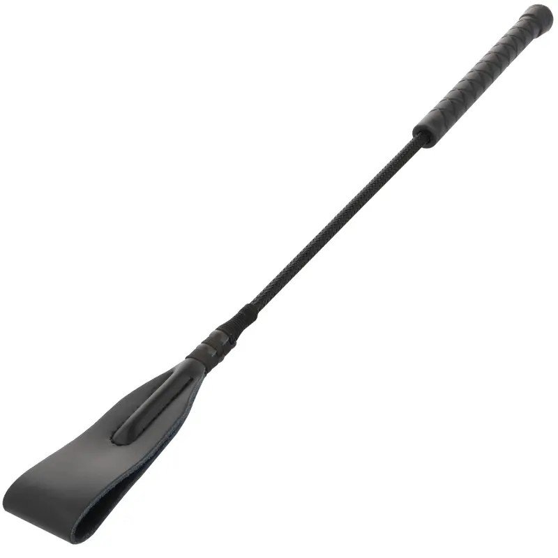 Cravache BDSM en cuir noir 45cm - Darkness