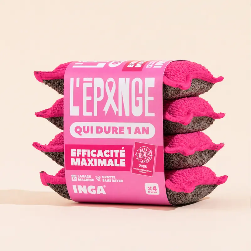 Éponges Lavables 4 Rubans Roses