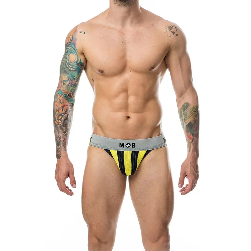 Jockstrap Classique à Rayures Jaune Taille L - MOB