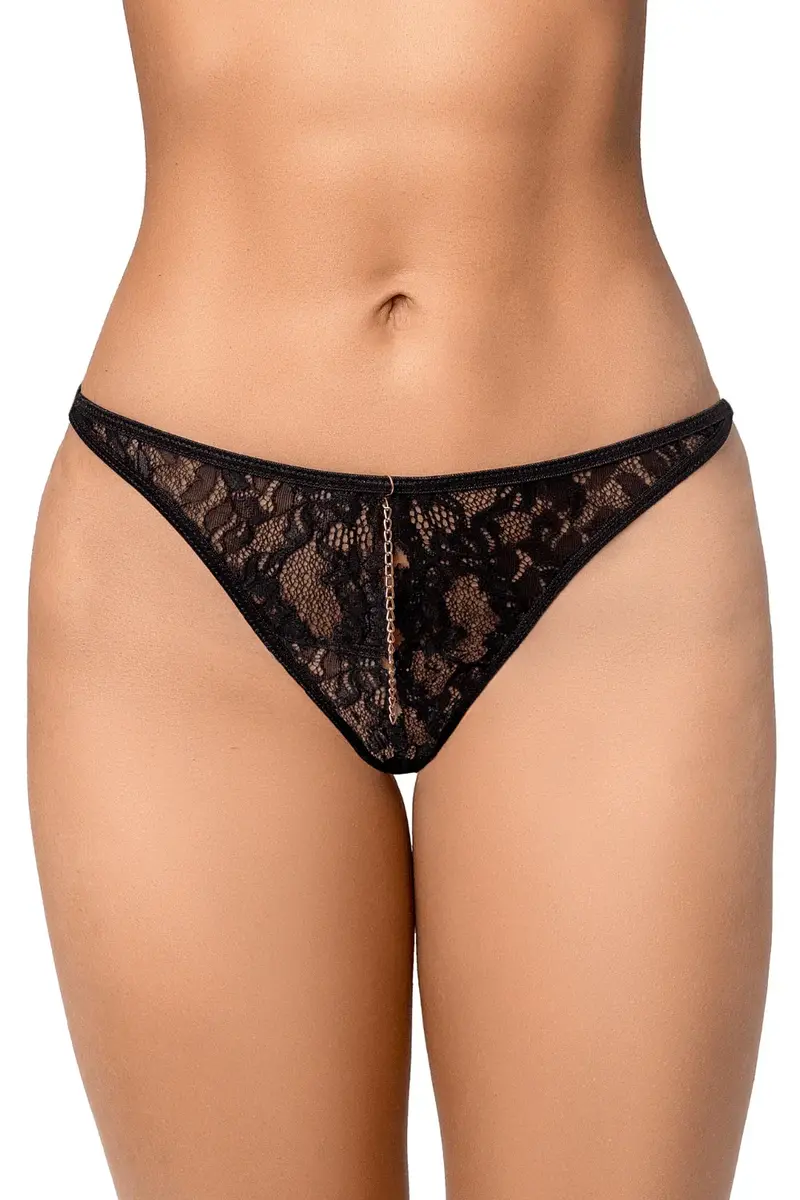 Lace thong with chains