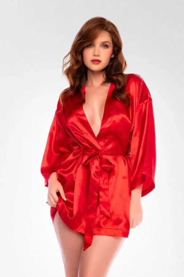 Red satin robe