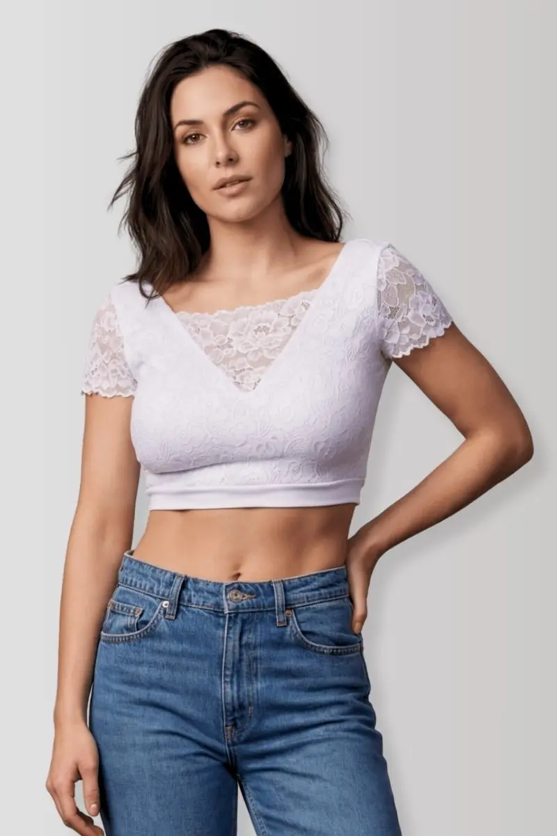 White reversible crop top
